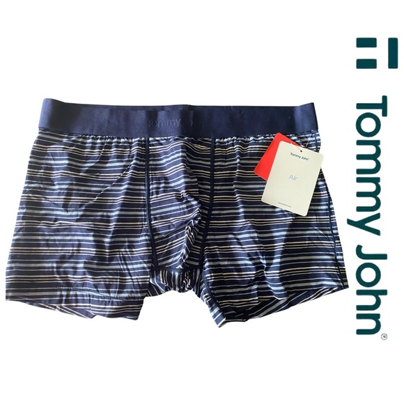 NWT | Tommy John | Men’s Air | Trunk Boxer Briefs | DRESS BLUES STRIPE | XL - Picture 1 of 3